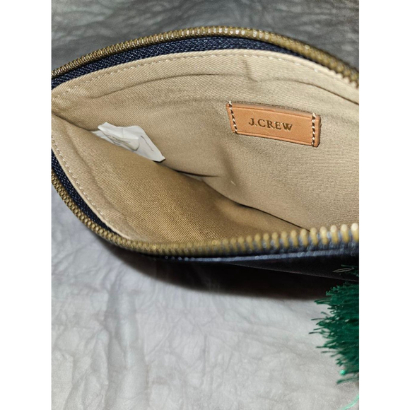 J Crew Make Up Bag Black with Lip Design Pattern & Tassle - Picture 3 of 6